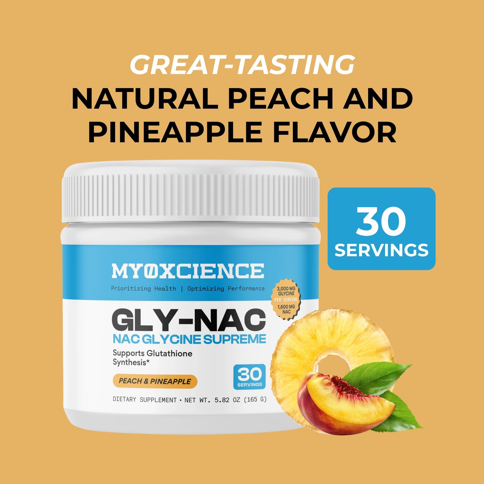 MYOXCIENCE NAC Glycine Supreme | N-Acetyl-L-Cysteine, 4.44 Ounce (Pack of 1)