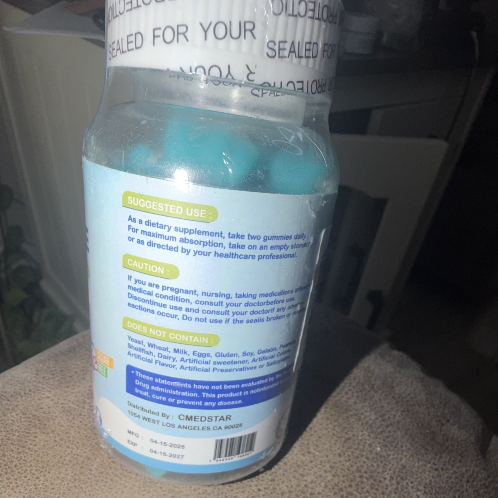 CMEDSTAR L-Lysine 1000mg + Glyceryl Monolaurate Gummies Immune 60 Blueberry
