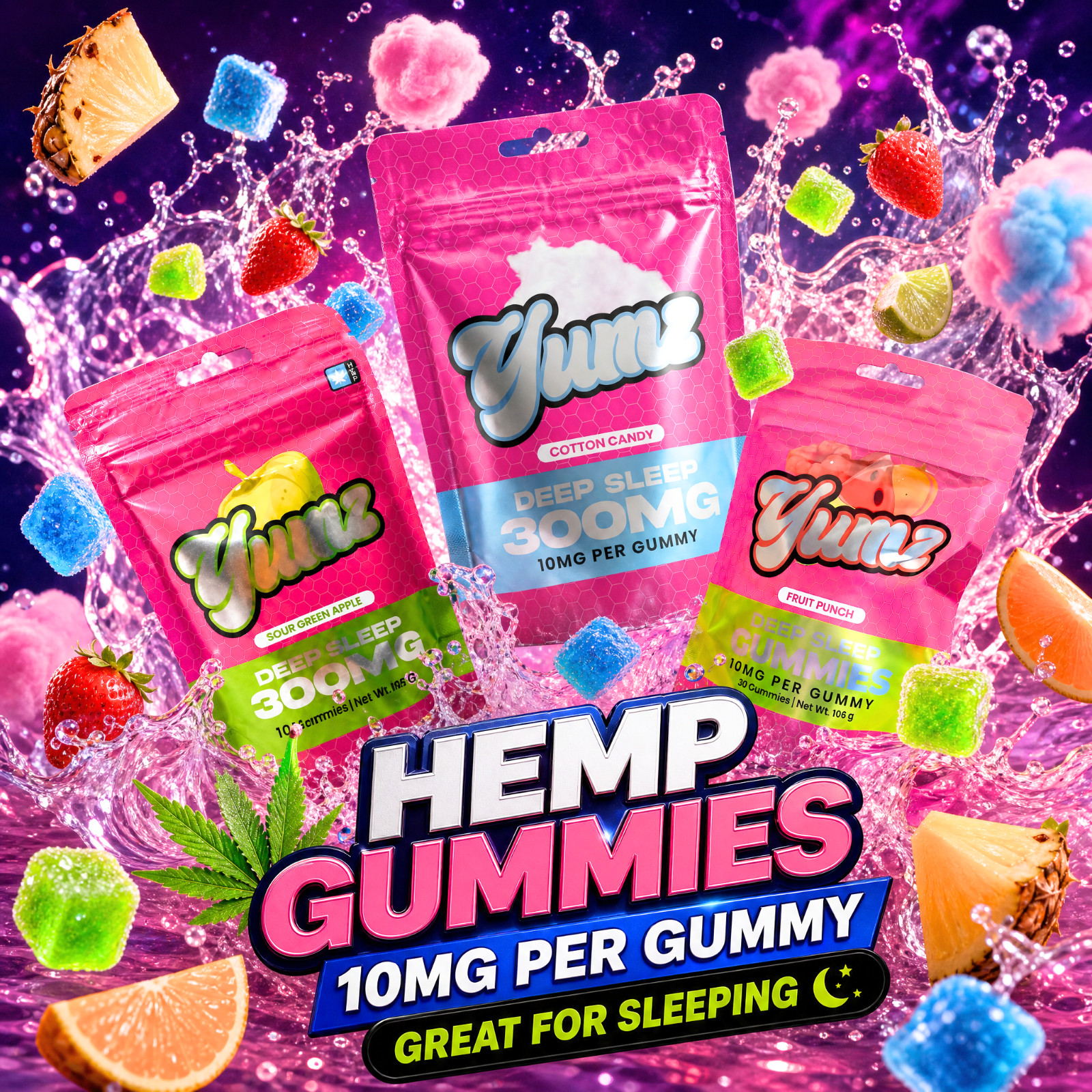 Hemp-Oil Gummies for Sleep, Pain & Stress Support – Mood & Anxiety Relief