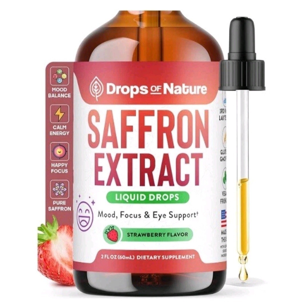 Drops Of Nature Pure Saffron Extract Supplement Liquid 2 fl oz Strawberry Mood