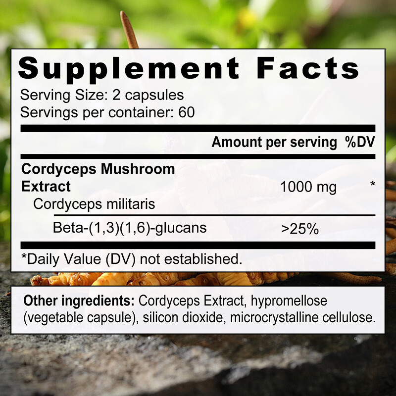 Cordycep-M, Cordyceps Mushroom Extract 1000mg, Boost Energy & Immune Support