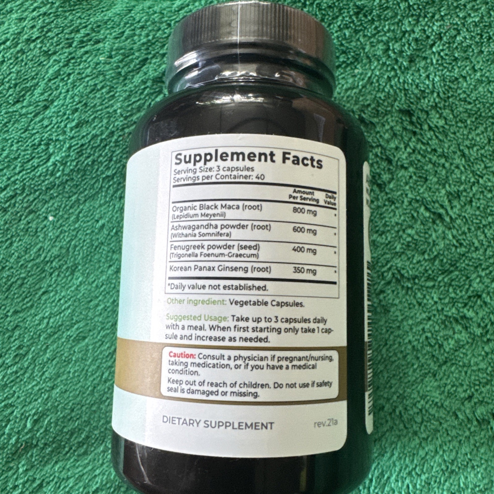 Black Maca Complex – Ashwagandha, Fenugreek, Panax Ginseng – 120 Capsules 8/28