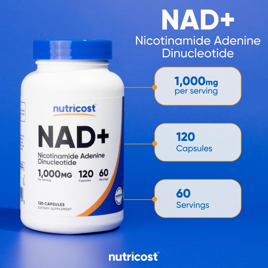Nutricost NAD+ Supplement 1,000mg per Serving,120 120 Count (Pack of 1)