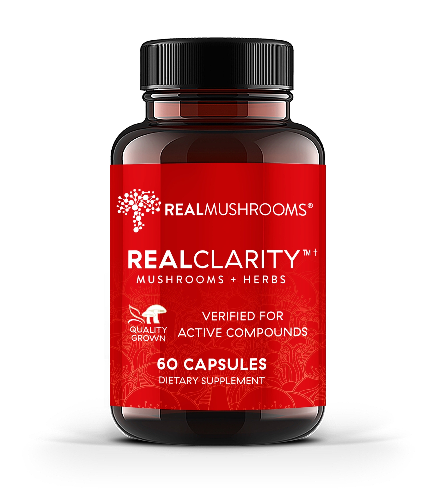 Real Mushrooms RealClarity Lion’s Mane Ashwagandha Rhodiola Bacopa 60 Caps NEW