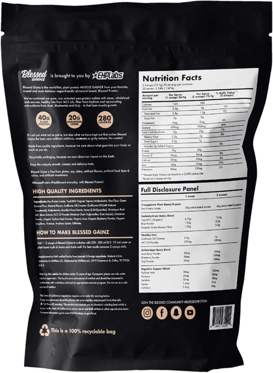 Gainz Wholefood Muscle Gainer – Vanilla Cinnamon Swirl (20 Servings)