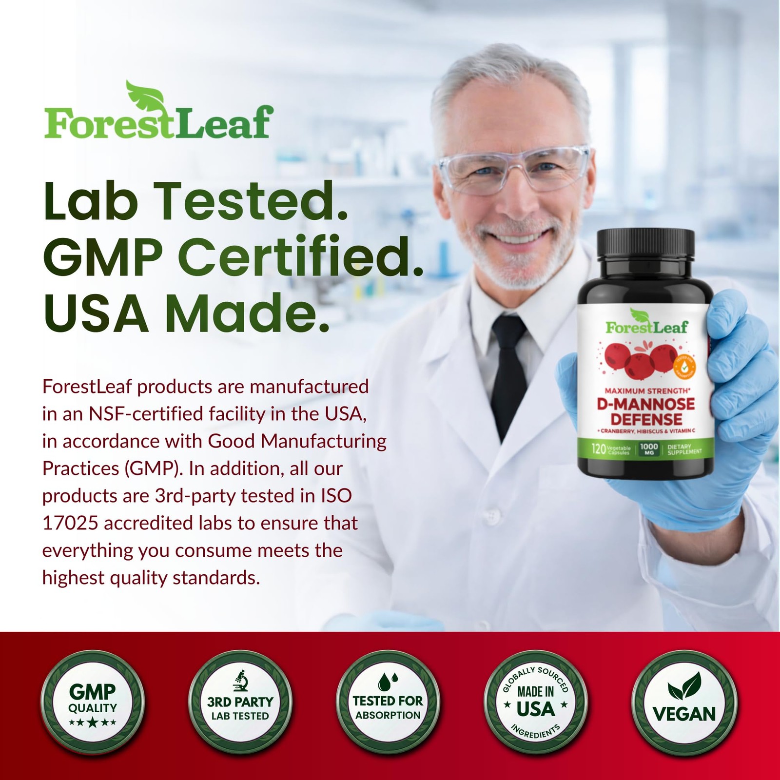 ForestLeaf D Mannose Supplements for Women & Men – 120 Count (Pack of 1)