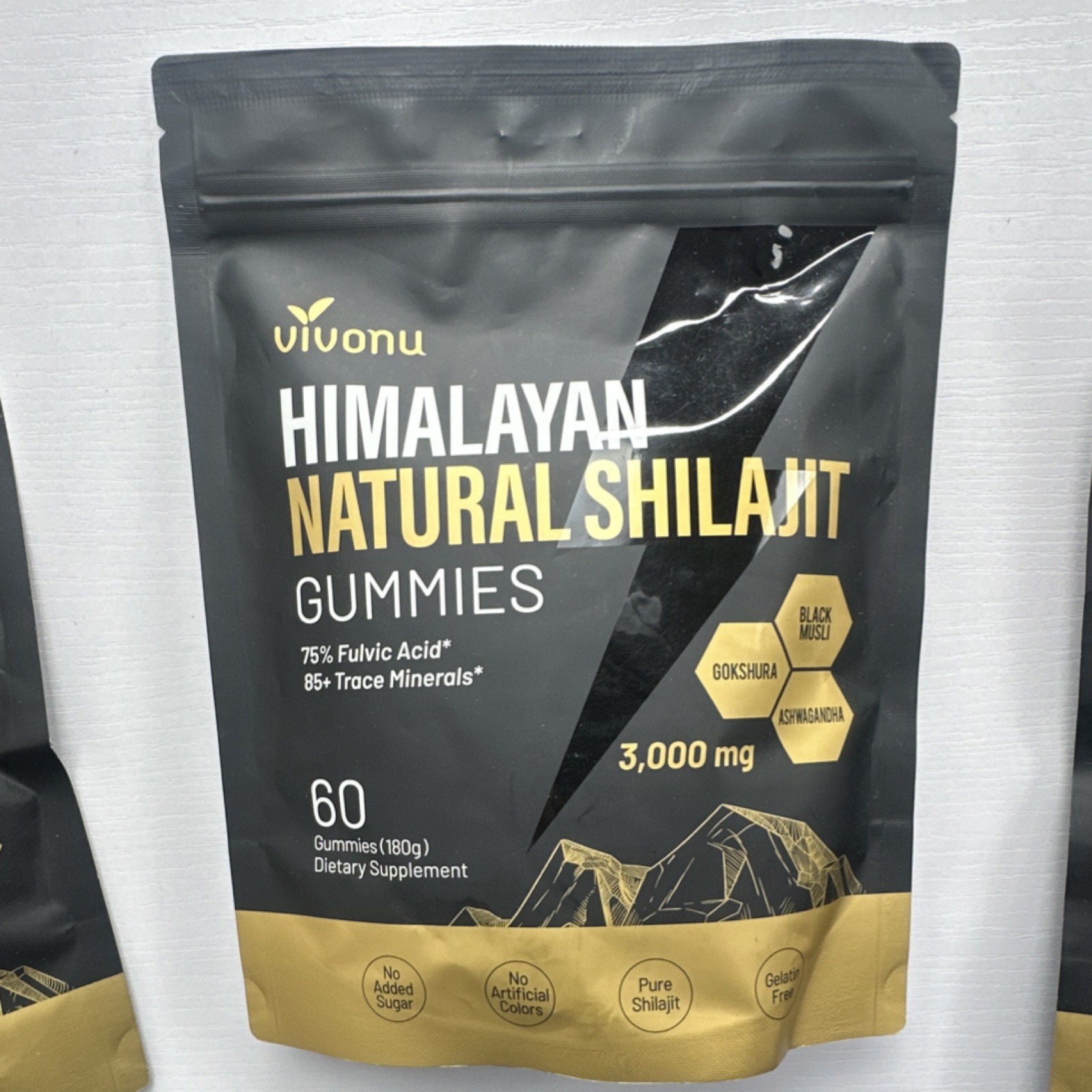Vivonu Shilajit Gummies Tamarind Flavor 60ct 3000mg Gelatin-Free Exp 06/2027