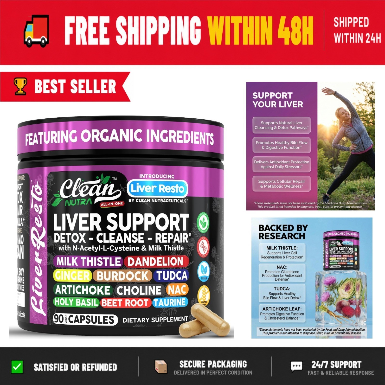 Clean Nutraceuticals Liver Cleanse Detox & Repair 90 Capsules