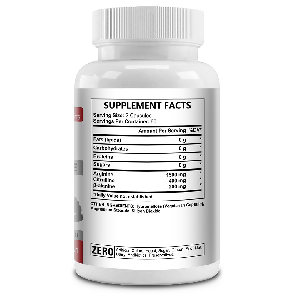 L Arginine Capsules Support Endurance Muscle Health Boost Energy 30-120 Count