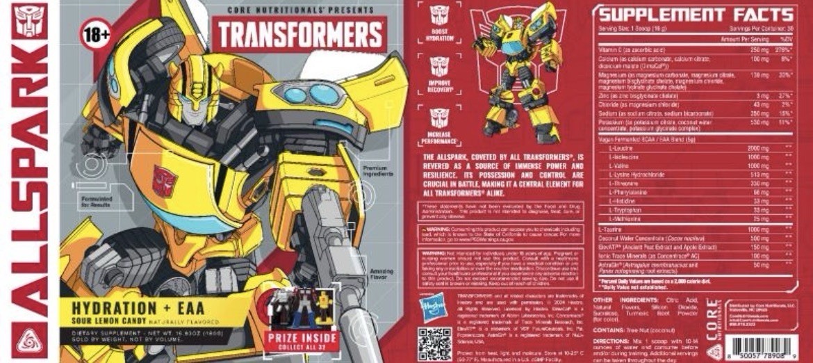 Core Nutritionals Transformers Hydration + EAA Wild Berry Kiwi New Factory Seale