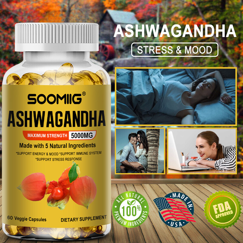 Organic Ashwagandha Capsules Supplement Stress Support Enhance Physical Fitness