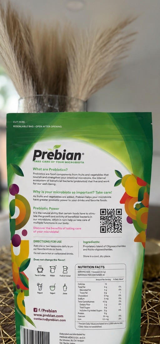 Prebian Prebiotic/Prebiotico Powder 450g-Gut Health & Microbiome Support