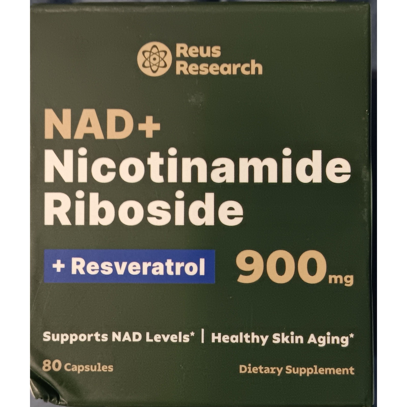 Reus Research NAD Nicotinamide Riboside Resveratrol 900mg Supplement 11/26 80 ct