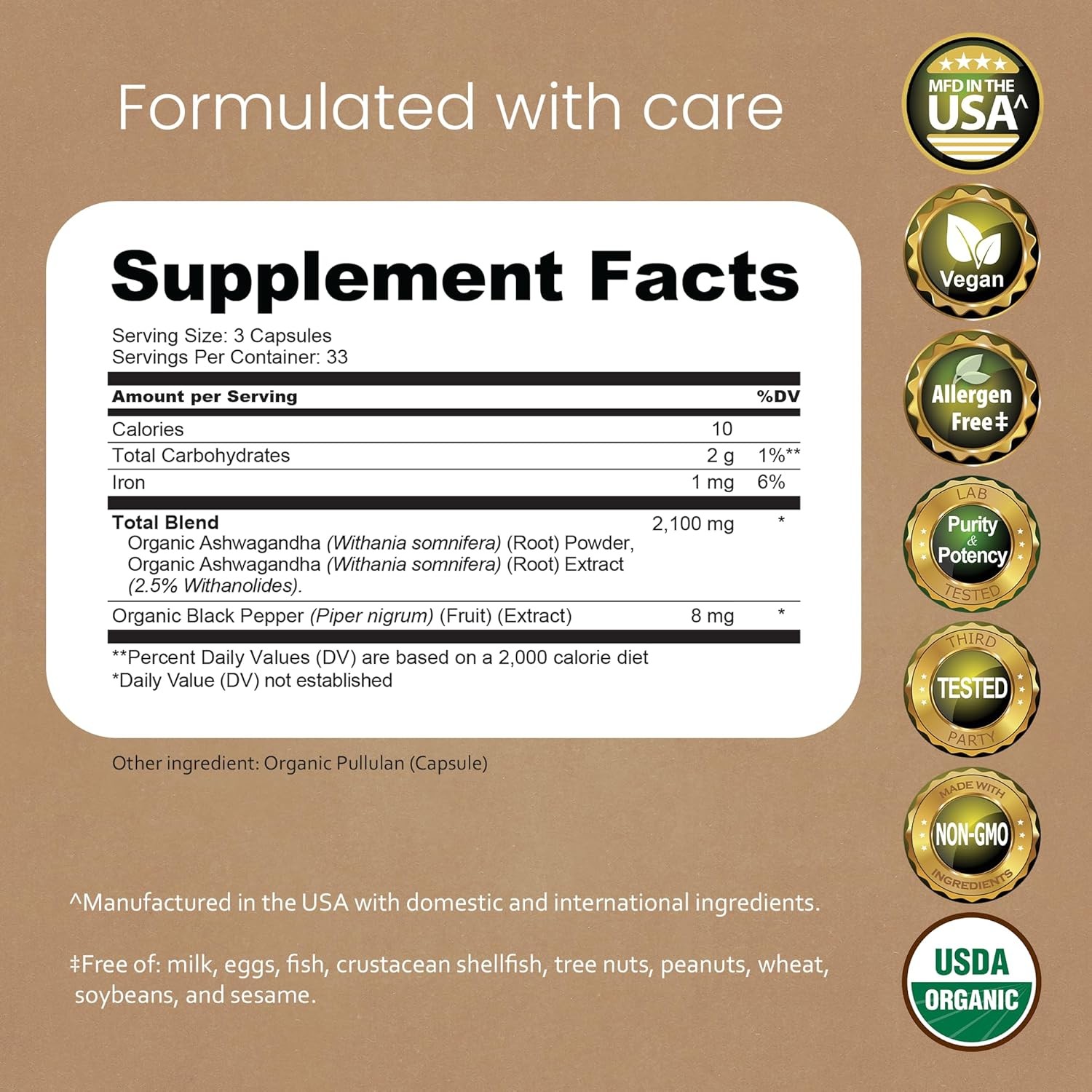 NaturaLife Labs Organic Ashwagandha 2100 mg per Serving – Full Spectrum Root Pow