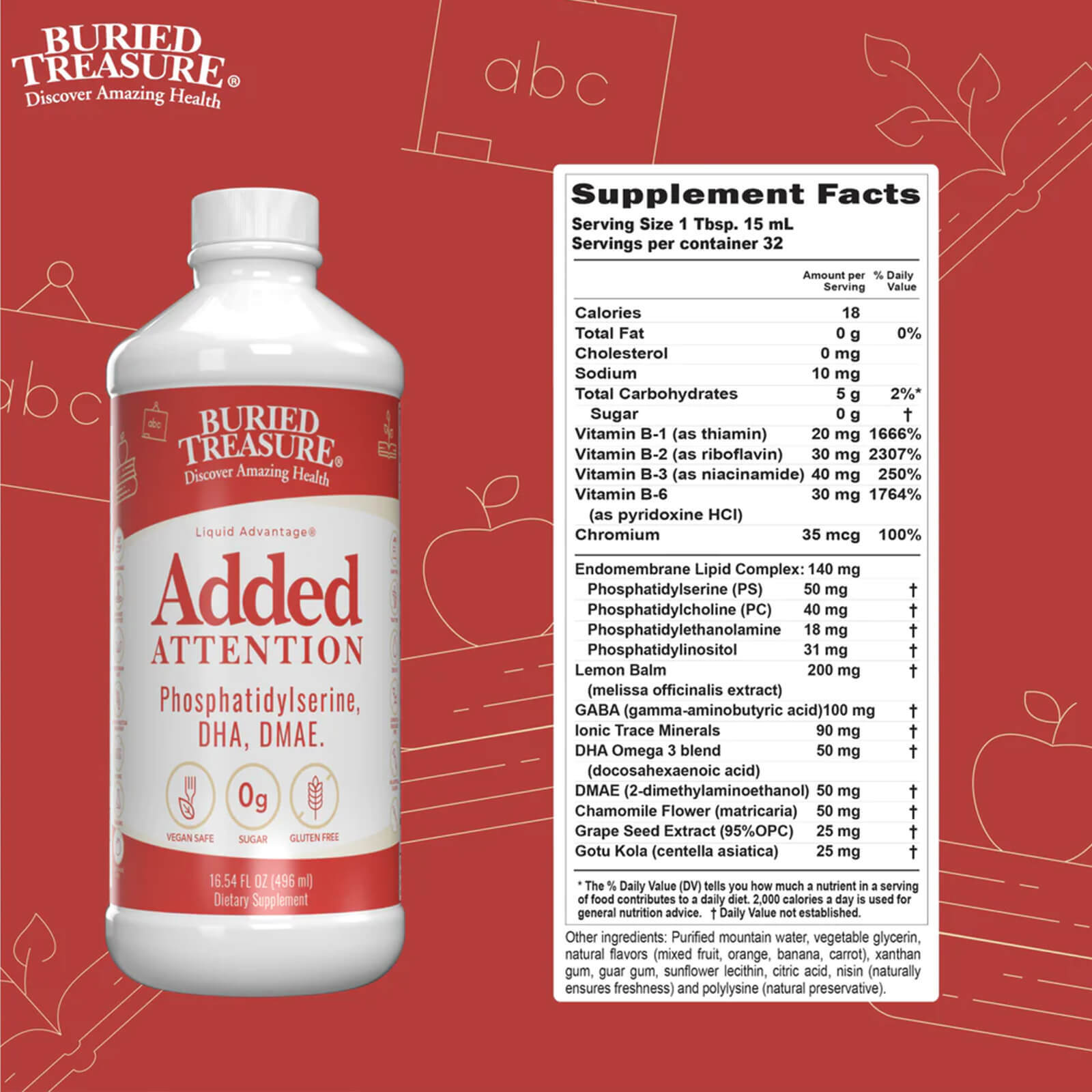 Buried Treasure Added Attention 16 fl oz Brain Health MADE IN USA FREEE SHIP