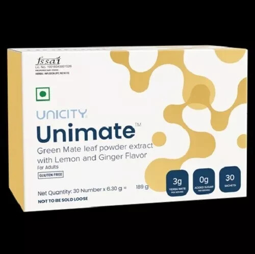 Unicity Unimate Lemon Ginger Supplement – 30 Pouches
