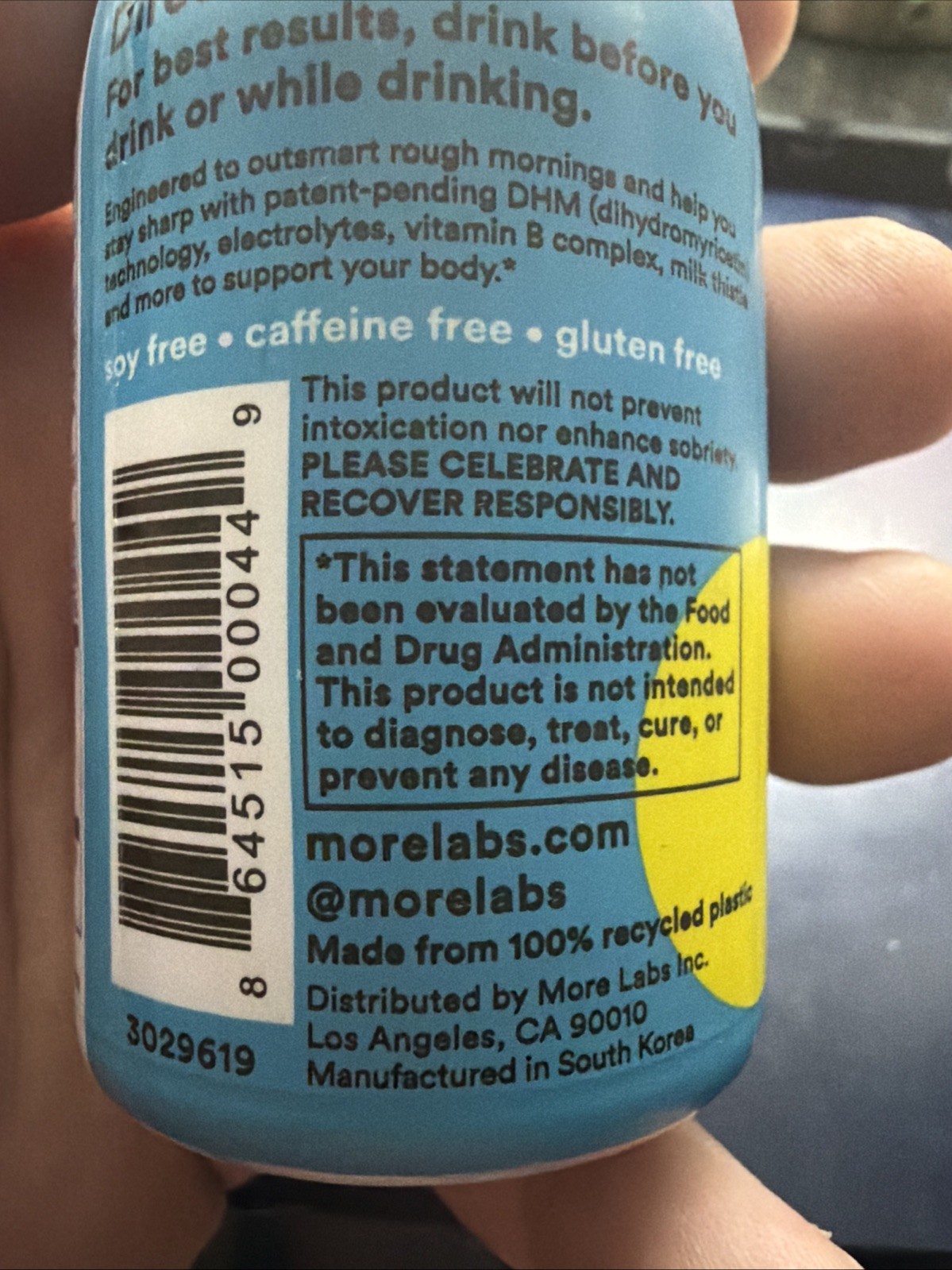 More Labs Morning Recovery Drink Supplement – Lemon Flavor – 3.4 oz