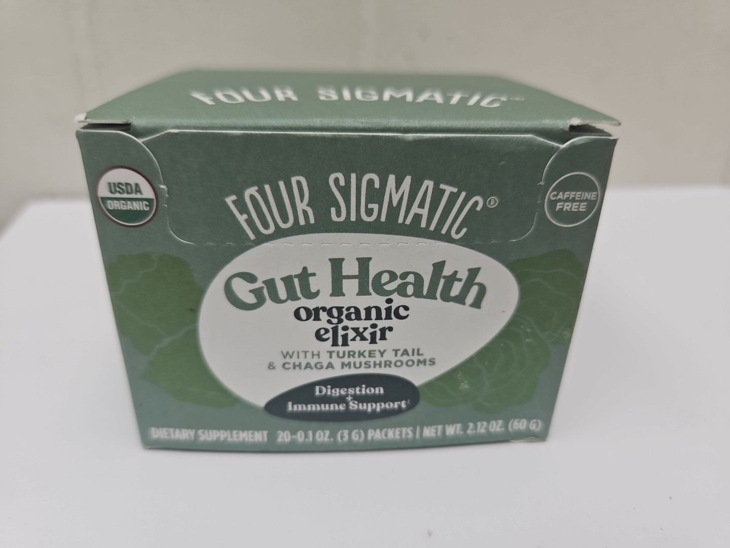 Four Sigmatic Gut Health Elixir 20 Pkts Organic Turkey Tail Chaga Caffeine (B2)