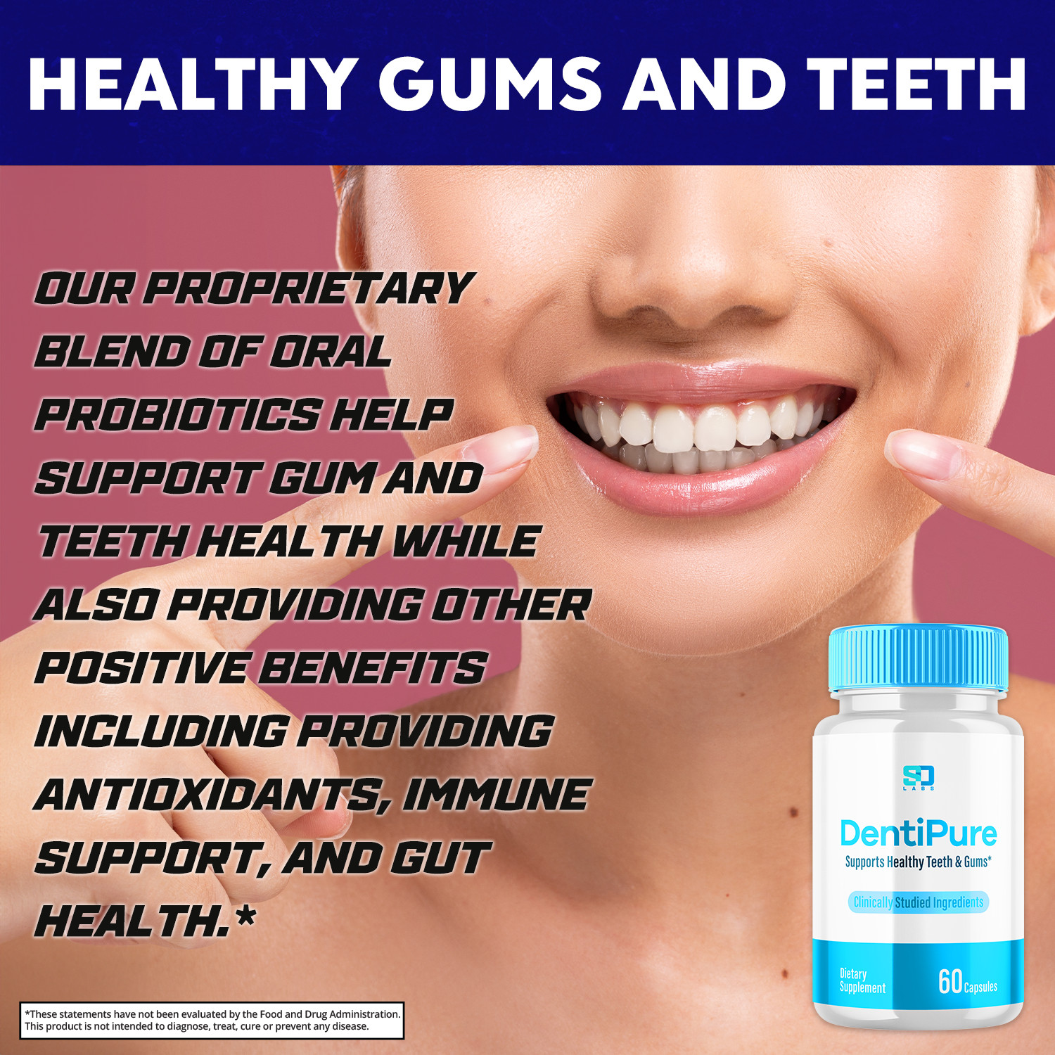 Dentipure Advanced Probiotics for Healthy Gums and Teeth 60 Capsules