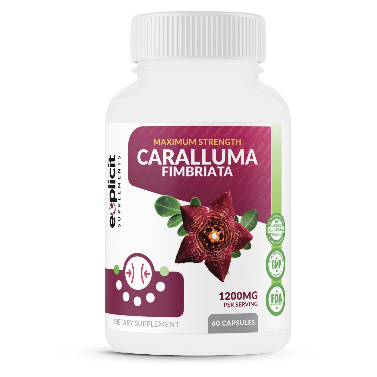 Caralluma Fimbriata Max Strength Appetite Suppressant, 1200mg/serv, 30 Servings