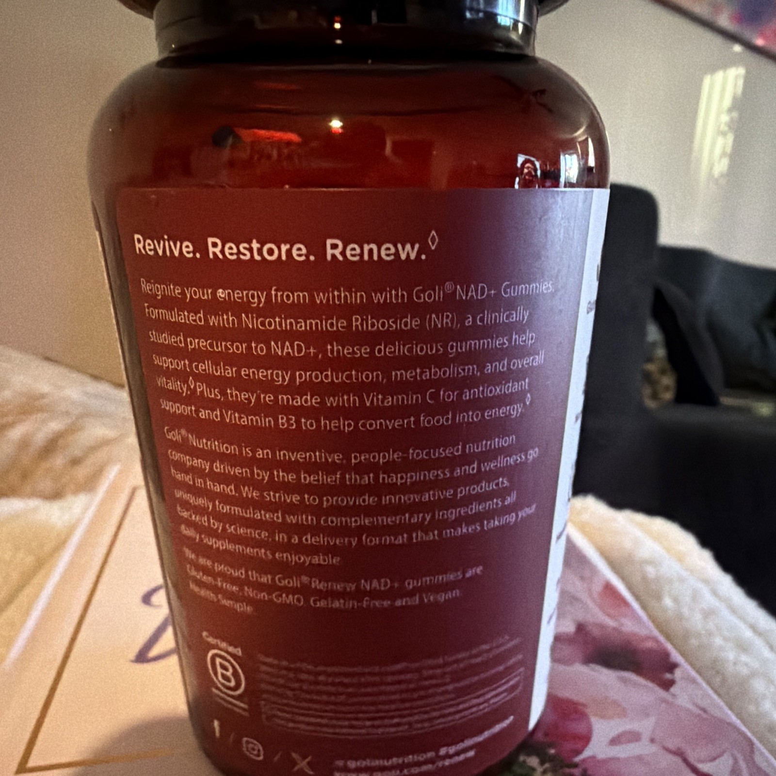 Goli Nutrition Renew NAD+ Gummies 60ct NR Niacinamide Vegan Exp 09/2027