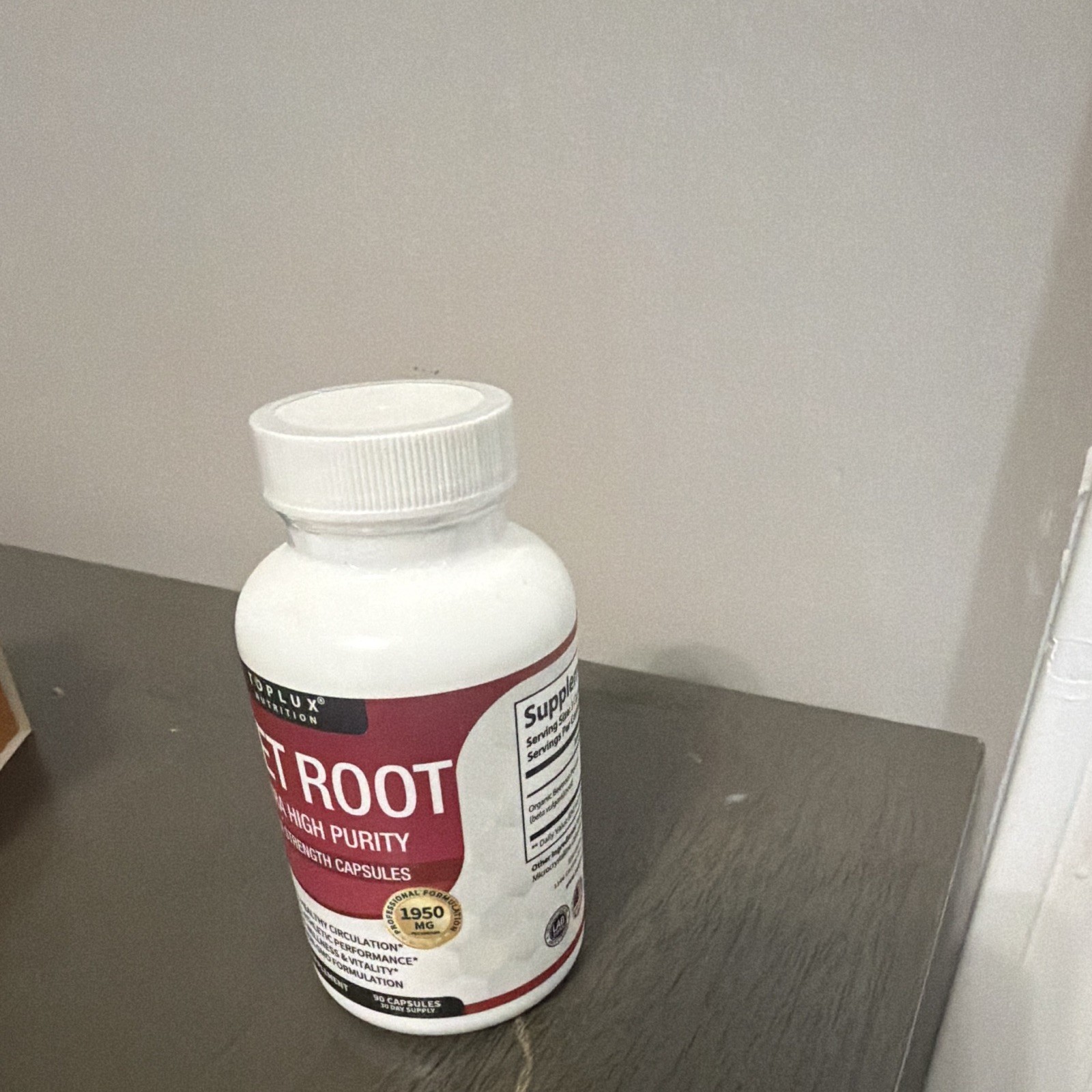 Toplux Nutrition Beet Root 1950mg Lab Tested GMP Vegan 90 Capsules Exp 11/2025