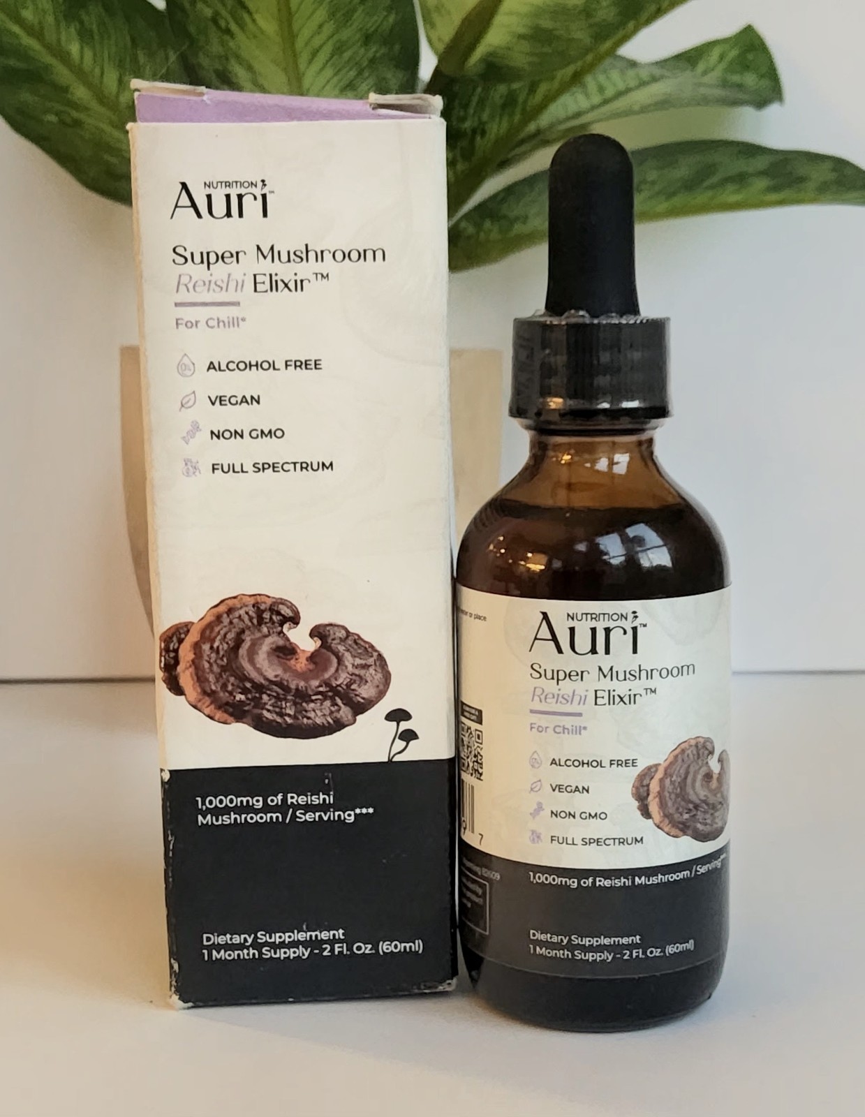 Auri Reishi Super Mushroom Elixir Stress Support Supplement 60ml / 2 fl oz NIB
