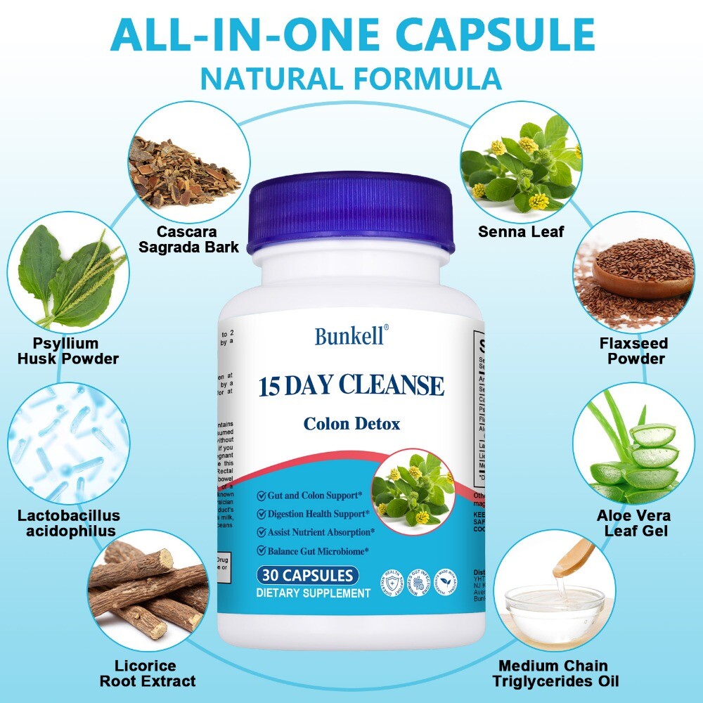NEW Gut & Colon Support 15 Day Cleanse and Detox 30 Capsules Non-GMO
