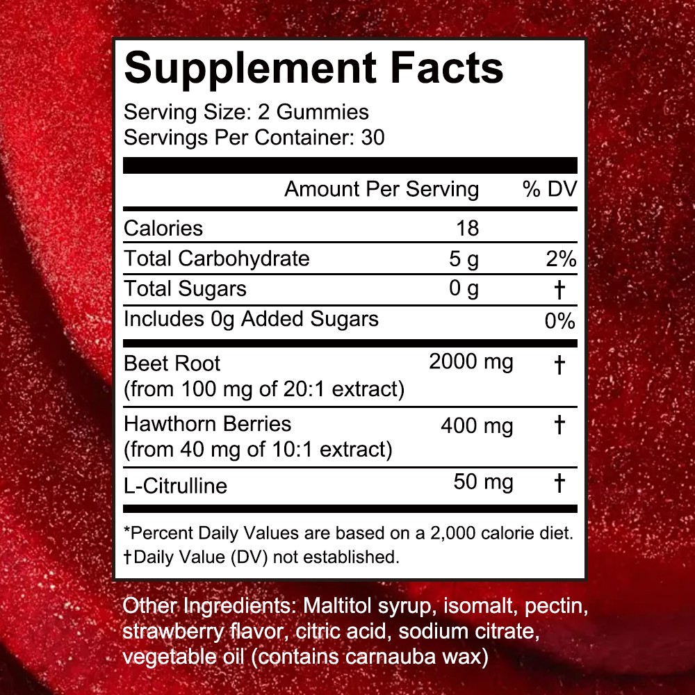 Beetroot Circulation Superfood Blood Pressure Support Non Gmo 60 Gummies