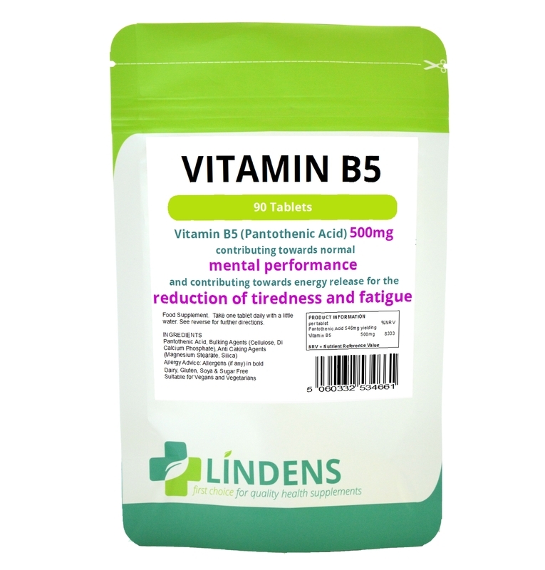 Vitamin B-5 500mg 1-a-day 2-PACK 180 tablets Pantothenic Acid B5 Brain Energy