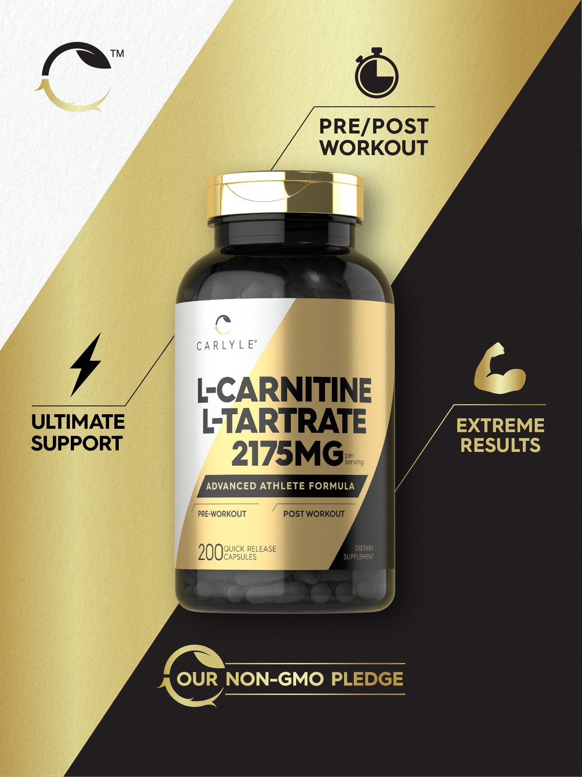 L-Carnitine 2175mg | 200 Capsules | Advanced Athlete Formula | by Carlyle