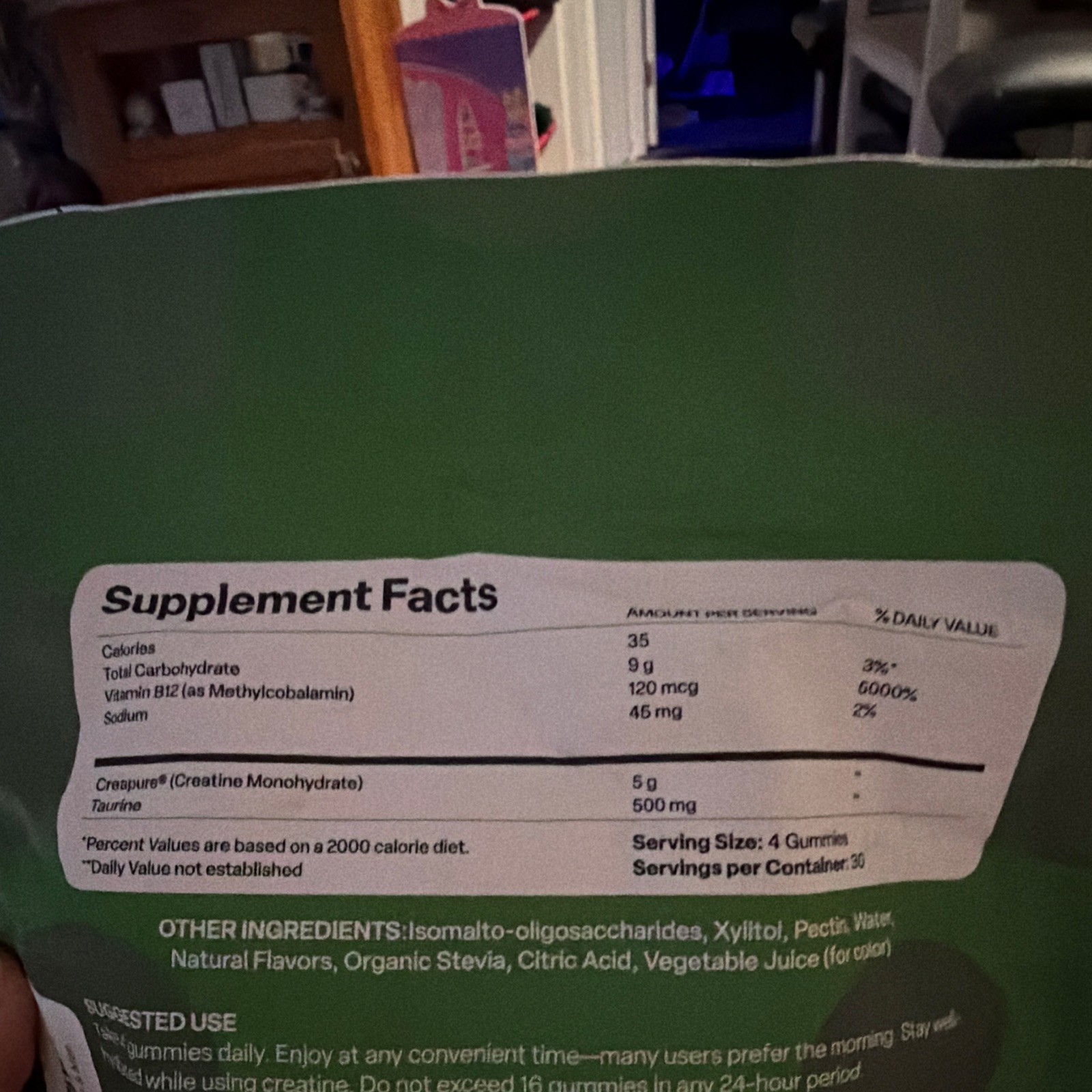 Vybrance Labs Creatine Monohydrate Gummies 120ct Green Apple Vegan Exp 08/2025