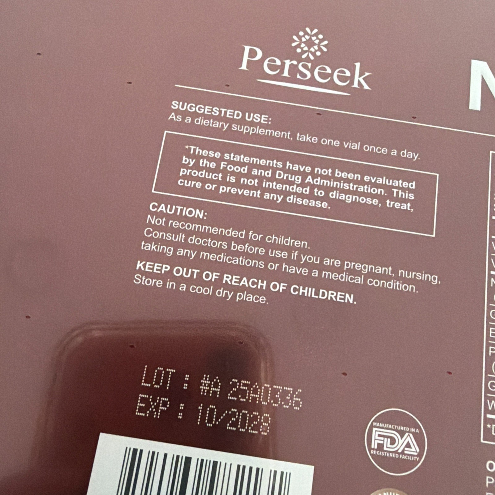 Perseek NAD+ Advanced Cellular Renewal Supplement 15ml x 10 Vials Adult