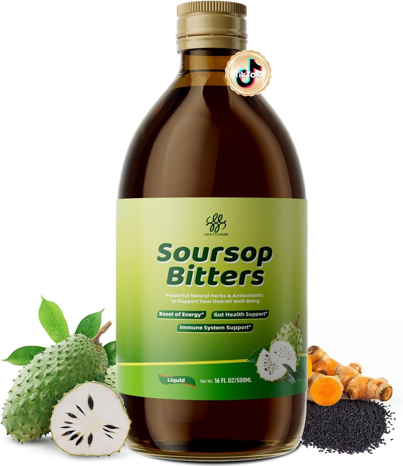 Soursop Bitters Liquid with Black Seed,Moringa & 16 Fl Oz (Pack of 1)