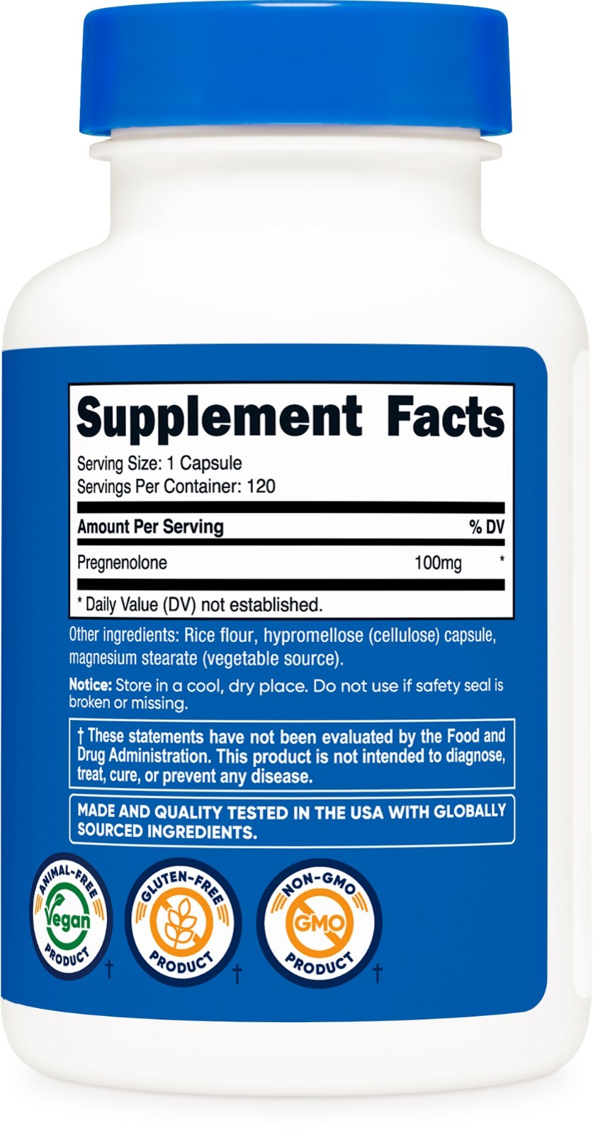 Nutricost Pregnenolone 100mg, 120 Capsules – Non-GMO, Gluten Free