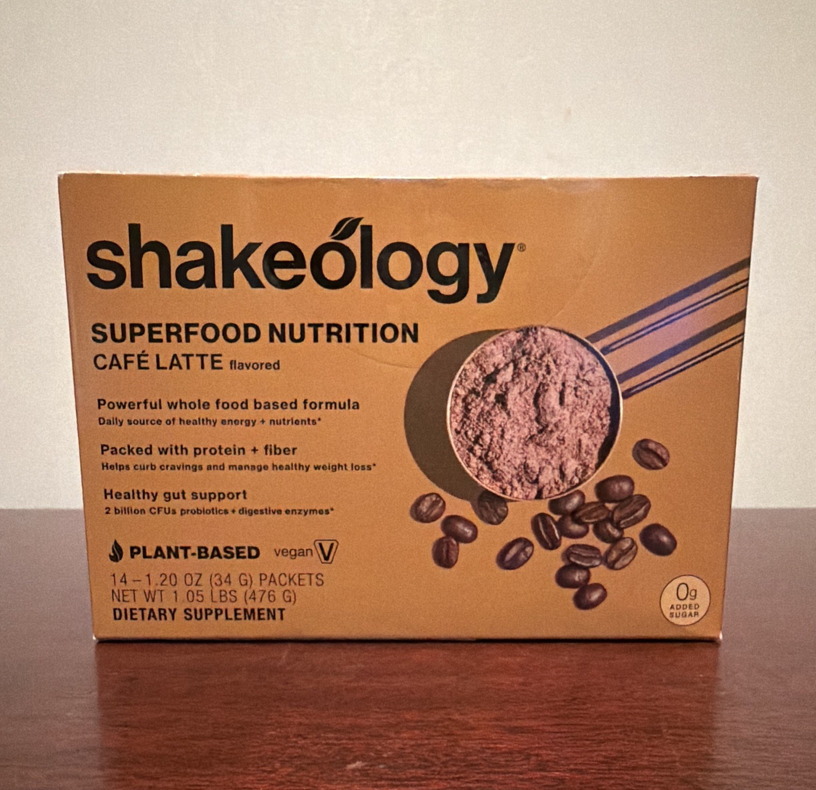 Shakeology Dietary Supplement Powder Café Latte Vegan Plant-Based 14 Packets
