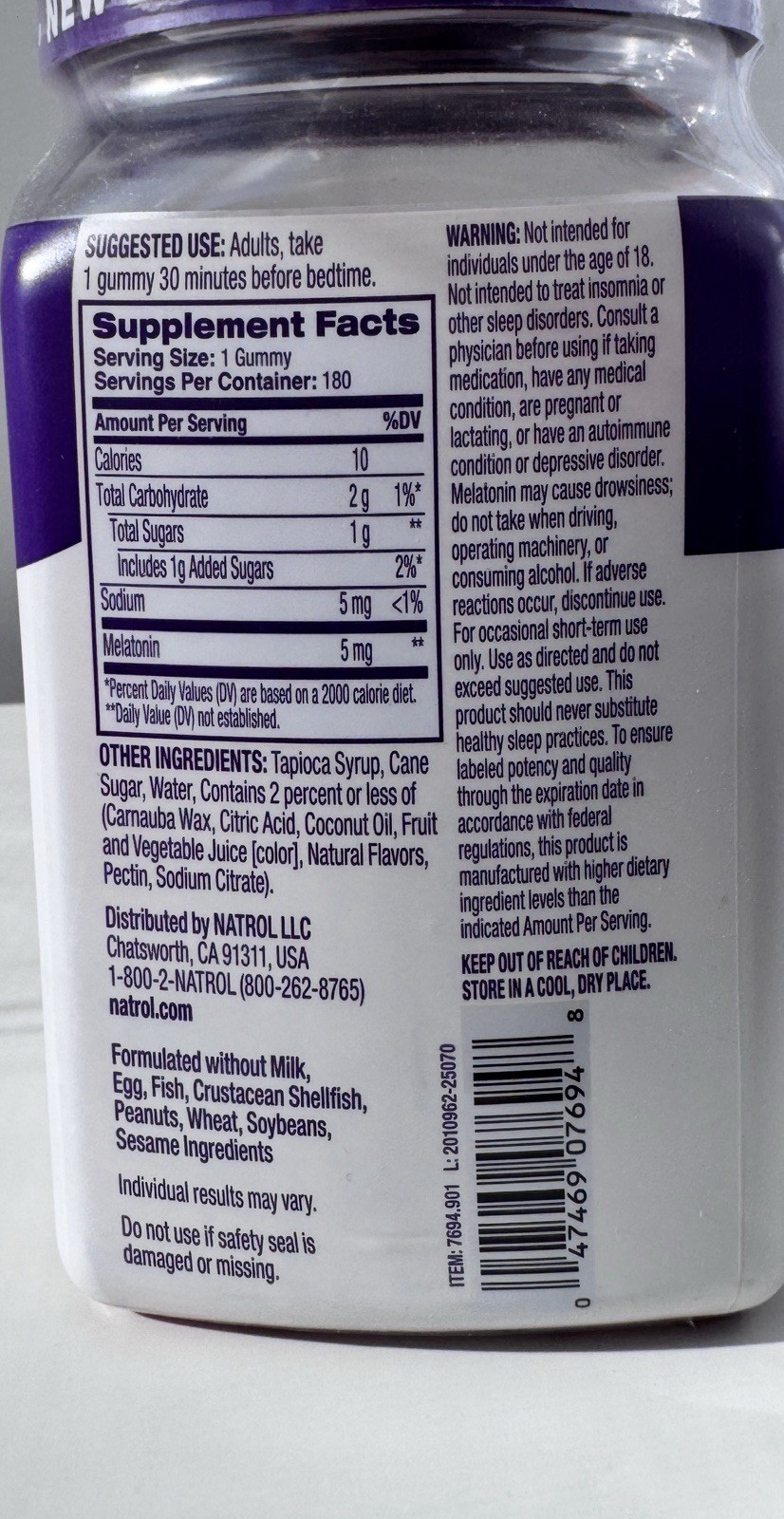 Natrol Melatonin 5mg Strawberry 180 Gummies Sleep Support Supplement