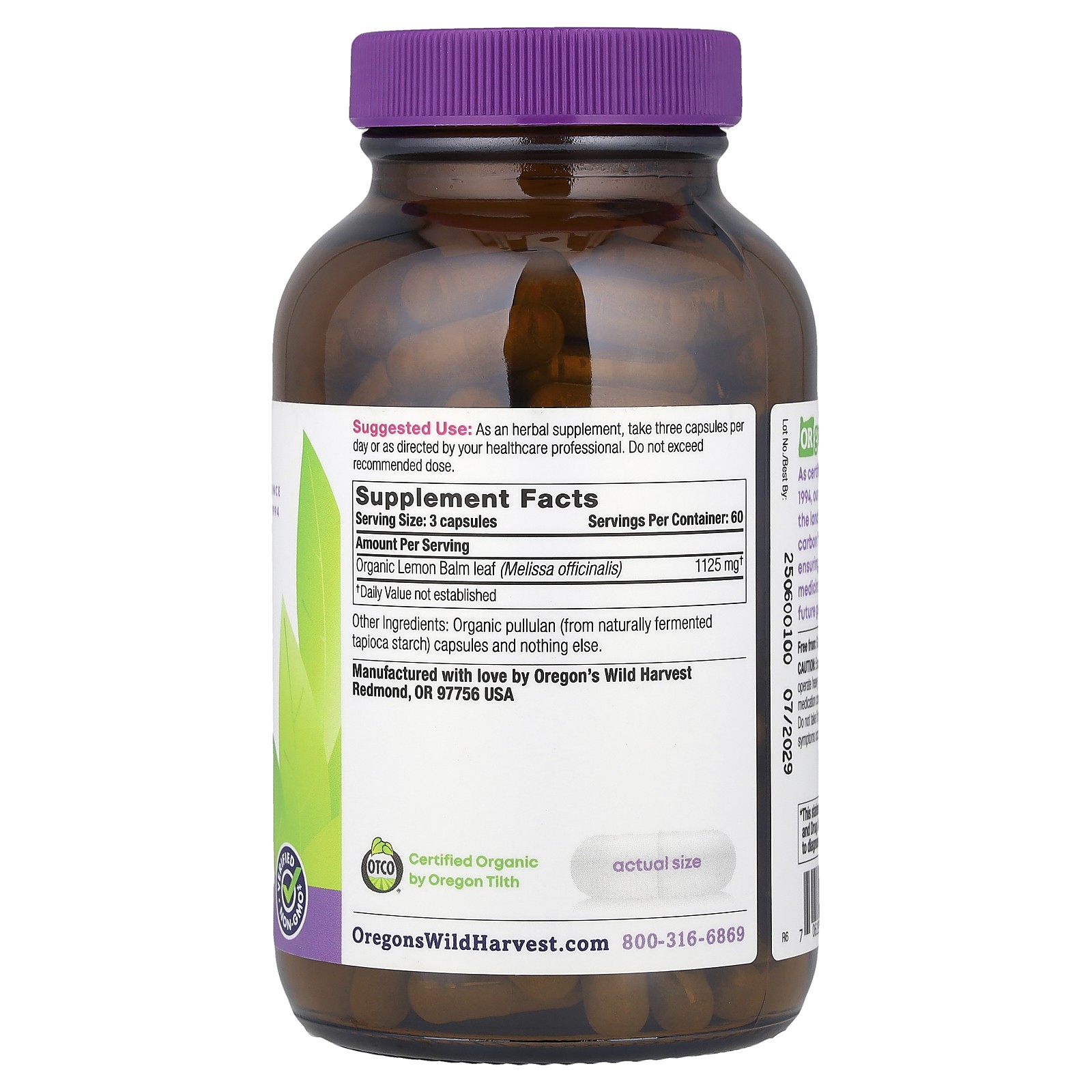 Lemon Balm, 180 Vegan Capsules