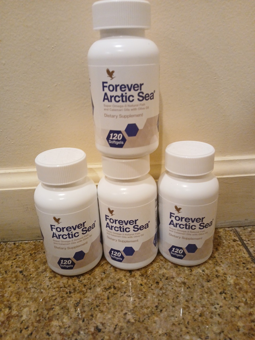 4 bott. of FOREVER ARCTIC SEA (120 Softgels ea) HALAL