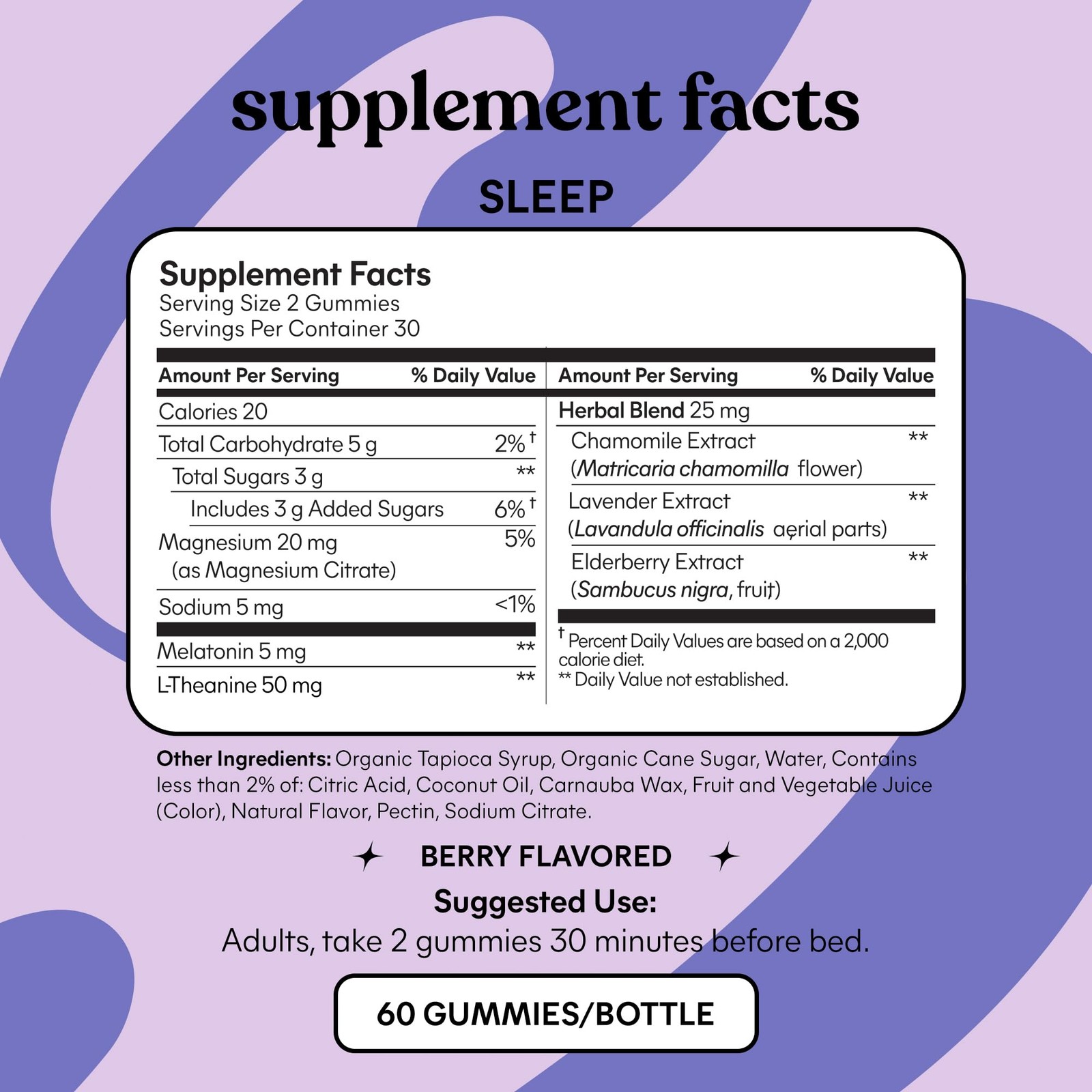 Lemme Sleep Gummies with Melatonin 5mg & Herbs – Berry Flavor, 60 Count