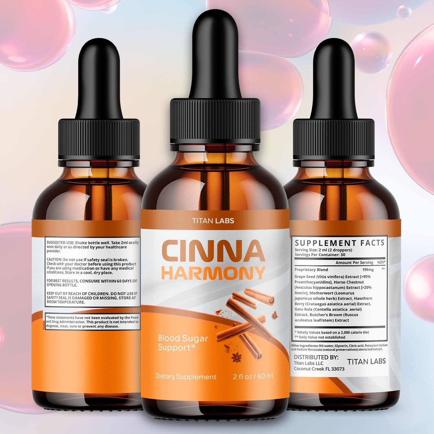(5 Pack) Cinna Harmony Blood Support Drops CinnaHarmony Supplement 300 Servings