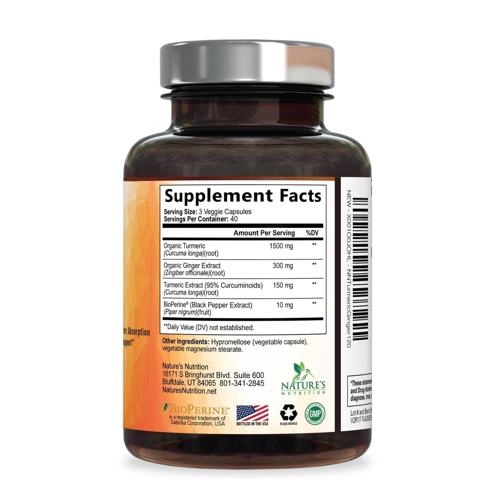 Turmeric Curcumin Supplement – 95% Curcuminoids – 120 Capsules