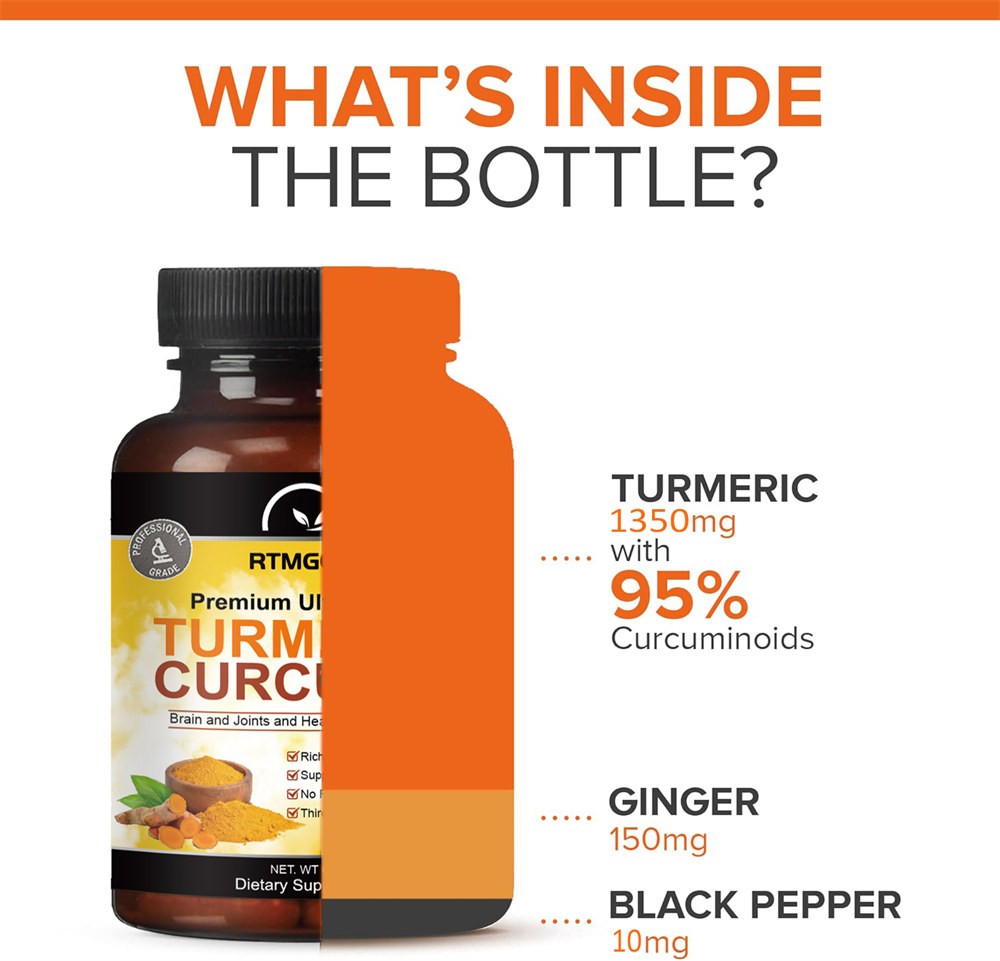 Turmeric Curcumin ForMen’s & Women’s 2600mg with Ginger & Black Pepper Capsules