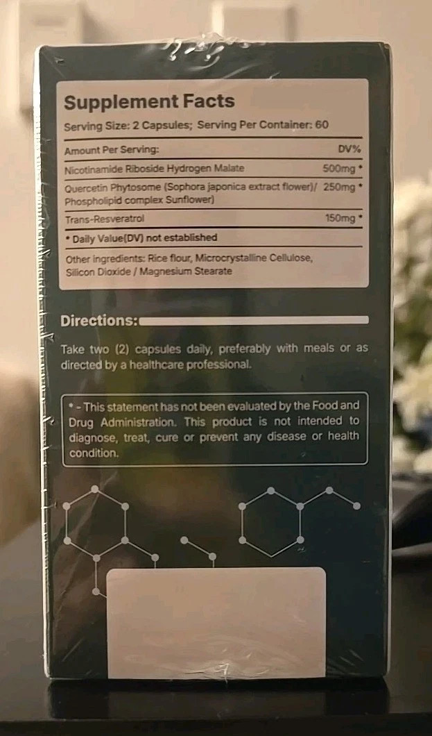 NAD+ Nicotinamide Riboside + Resveratrol, 900mg, 120 caps Exp 09/2026
