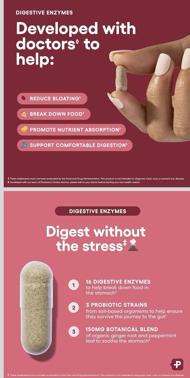 Physician’s Choice Digestive Enzymes Prebiotics + Probiotics 60 Caps No Refrig