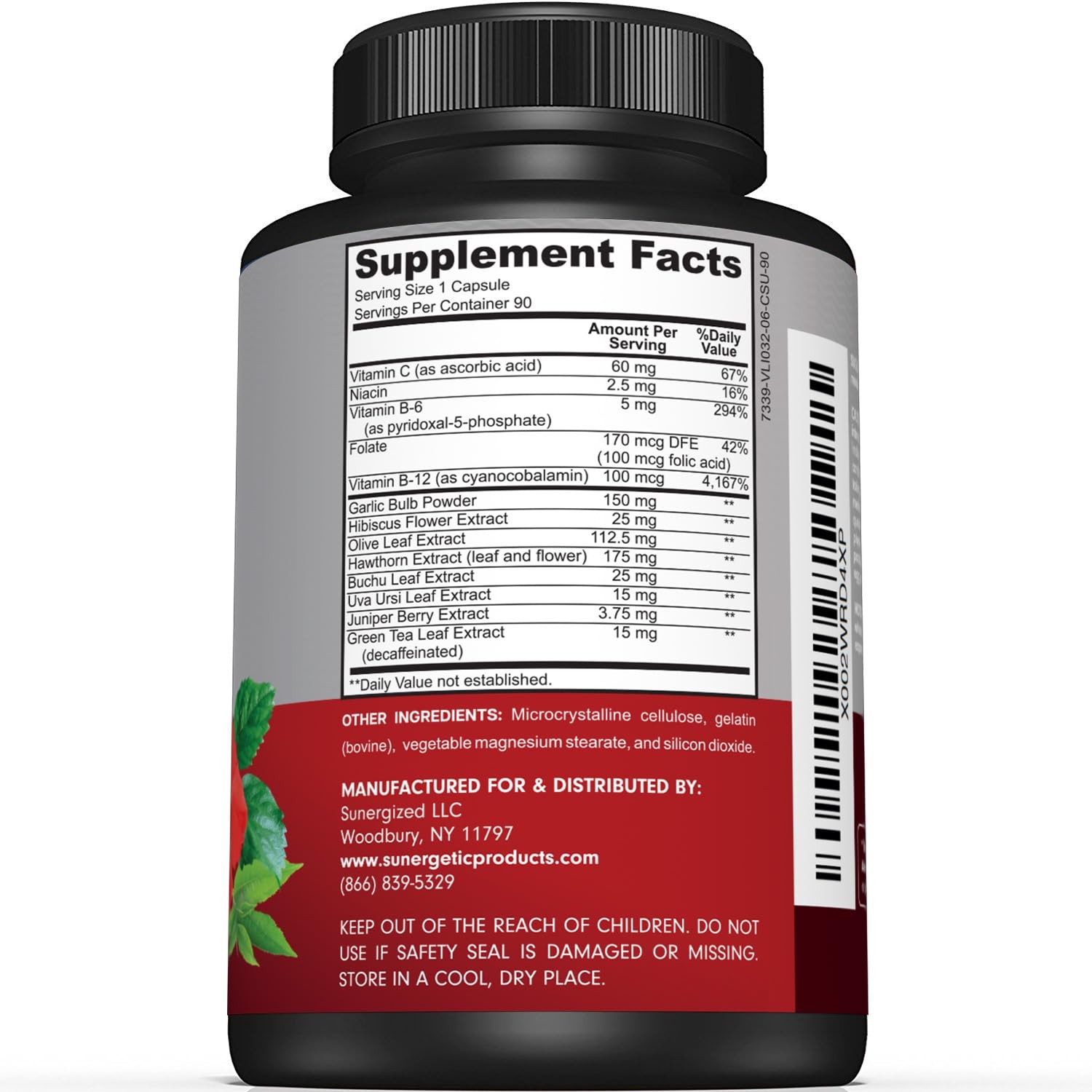 Sunergetic Premium Blood Pressure Support Supplement for 90 Count (Pack of 1)