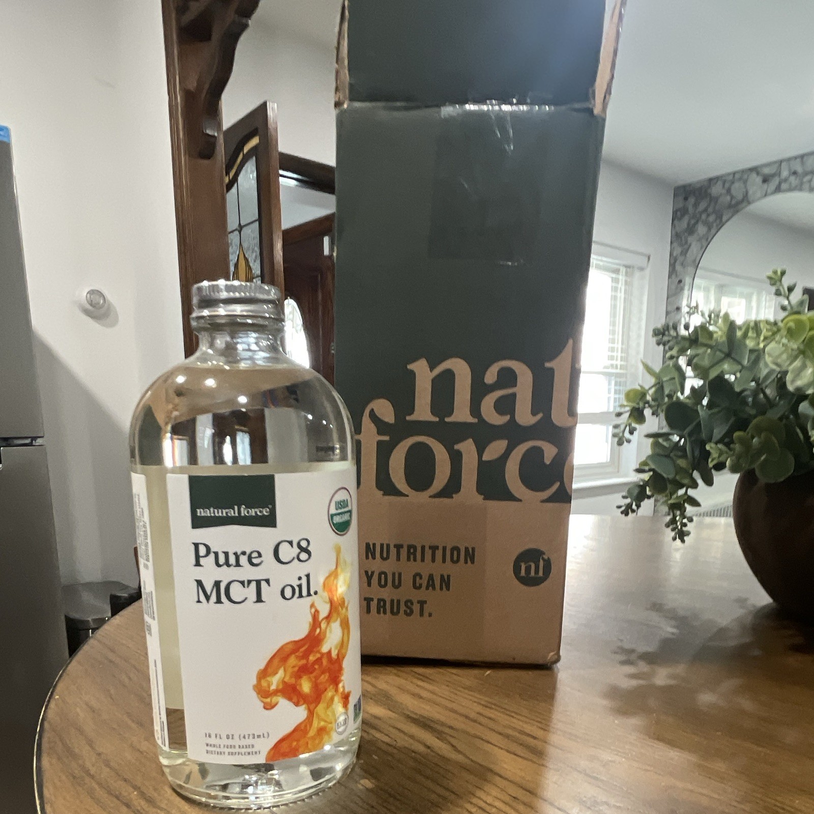 Natural Force Pure C8 MCT Oil USDA Organic Non-GMO Keto Unflavored 16 fl oz
