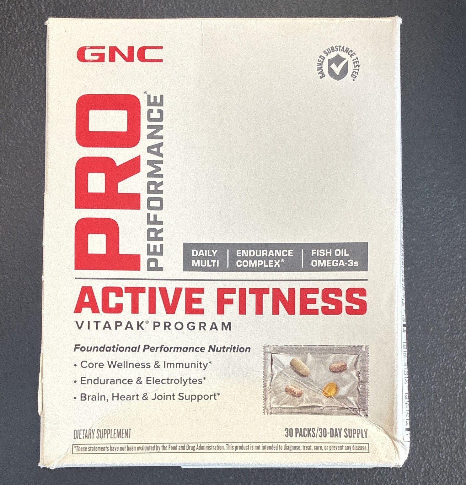 GNC Pro Performance Active Fitness Vitapak Multivitamin 30 Pk Gluten Free 02/27