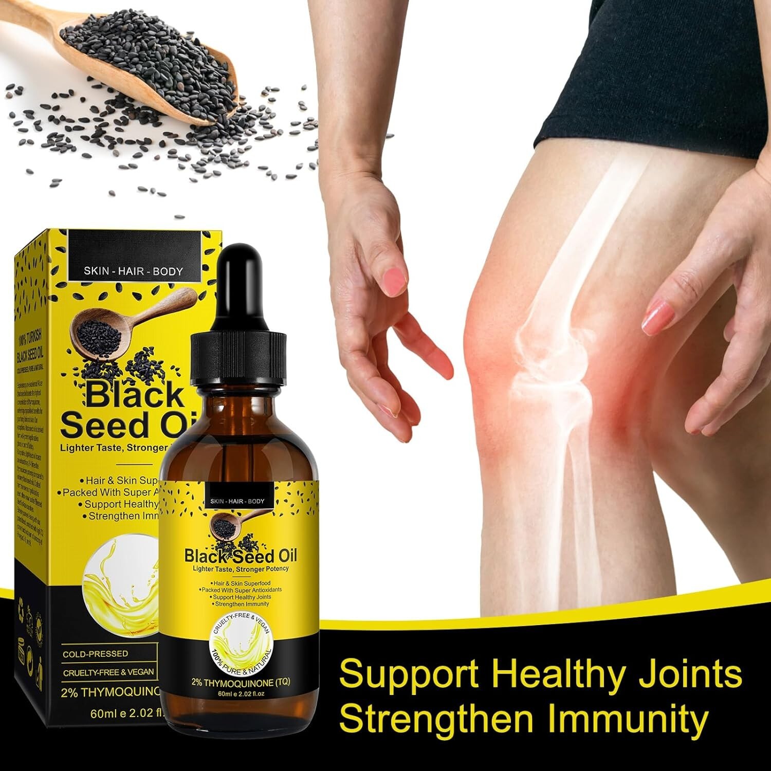 60ML TURKISH Black Seed Oil Cold Pressed Premium Blackseed Oil, Omega 3,6,9