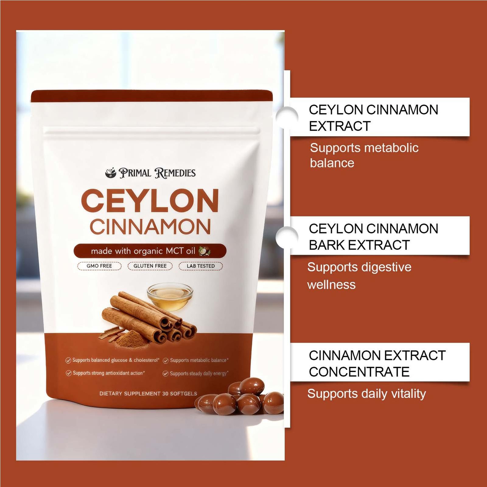 Ceylon Cinnamon Soft Gels 7200Mg Equivalent, (2 PACK) Ceylon Cinnamon Softgels